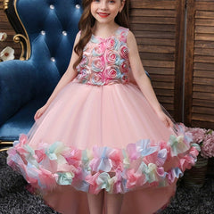 Girls Princess Dress Flowers Mesh Tutu Dress Performance Dress