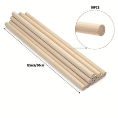 10pcs Wooden Sticks 30-48cm Round Craft Macrame Pins Unfinished Hard Wood Sticks