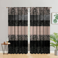 2pcs Bright Printed Curtains Rod Pocket Top Window Drapes