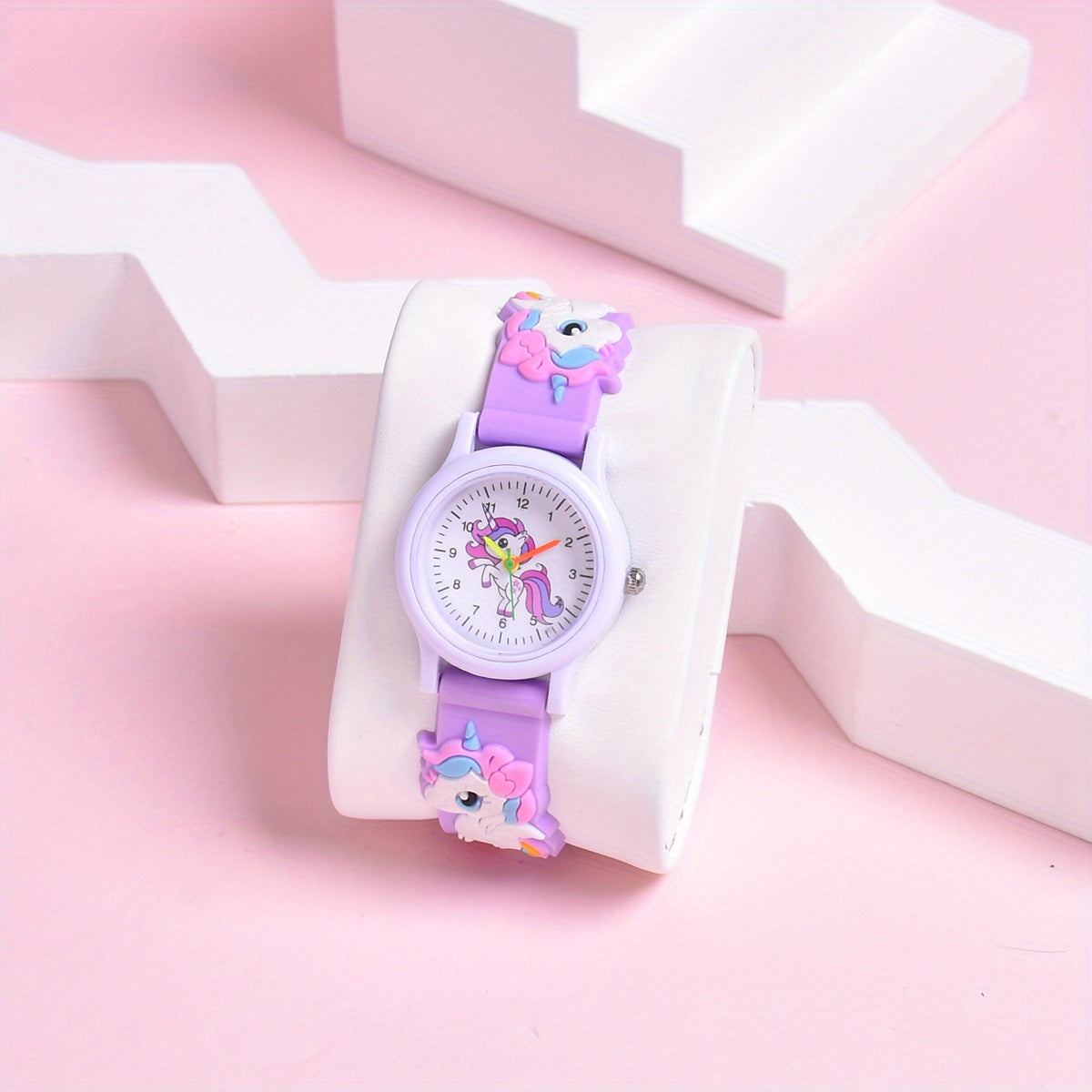 Kids 3D Cartoon Quartz Watch Silicone Strap Plastic Case Gift
