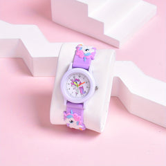 Kids 3D Cartoon Quartz Watch Silicone Strap Plastic Case Gift