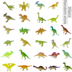 20pcs Glow in the Dark Mini Dinosaur Figures - Random Colors Collectible