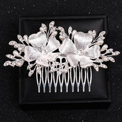 Crystal Pearl Flower Leaf Hairpin Hair Comb Clip Rhinestone Party Prom Bridal