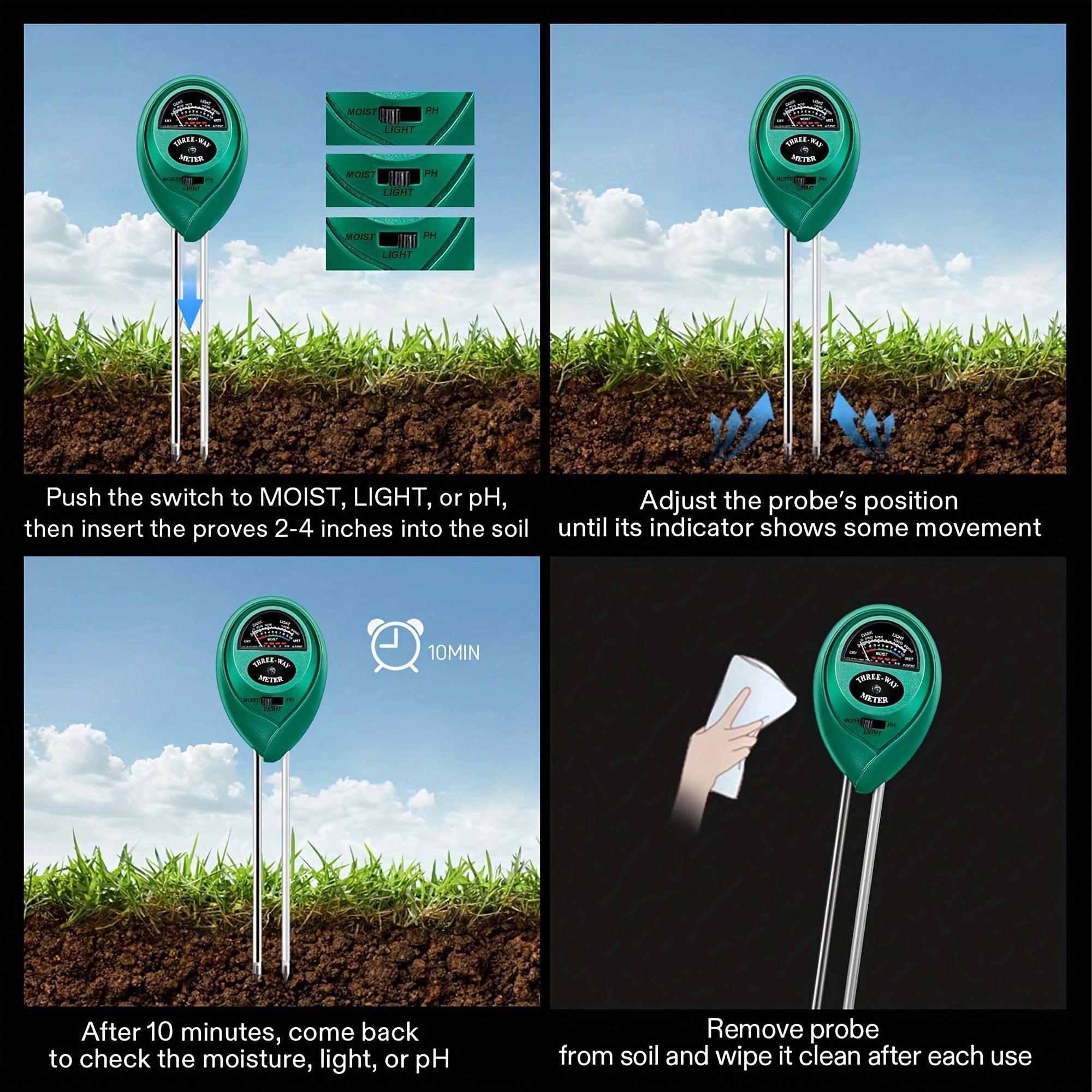 3-in-1 Soil Detector Environmental Testing Meter