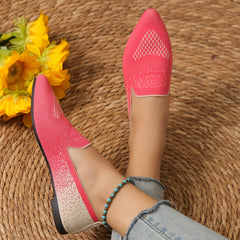 Women's Pointed Toe Ombre Knitted Ballet Flats