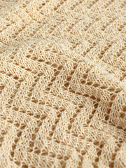 Khaki Eyelet Hollow Cover Up Dress Beach Swimwear