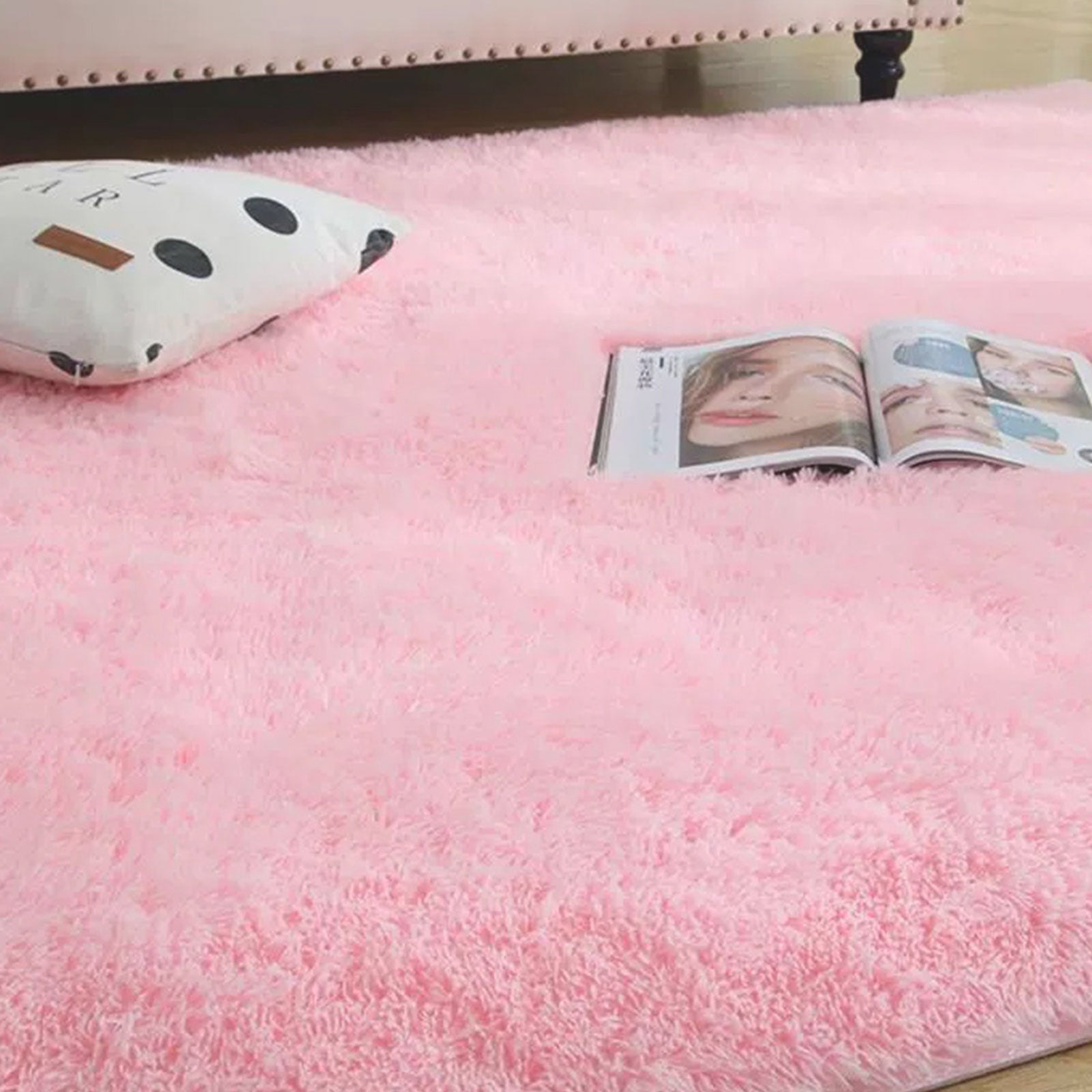 2pcs Pink Plush Area Rug Ultra Soft Large Living Room