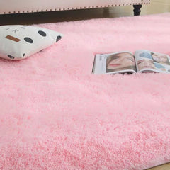 2pcs Pink Plush Area Rug Ultra Soft Large Living Room