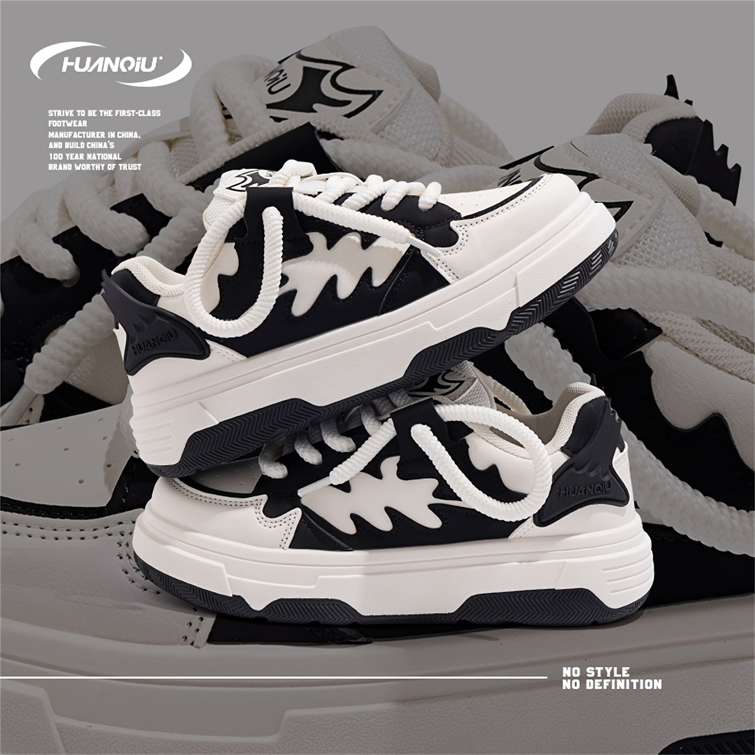 HUANQIU Lace-up Platform Skate Shoes for Women