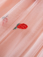 Toddler Girls Strawberry Embroidery Mesh Puffy Dress