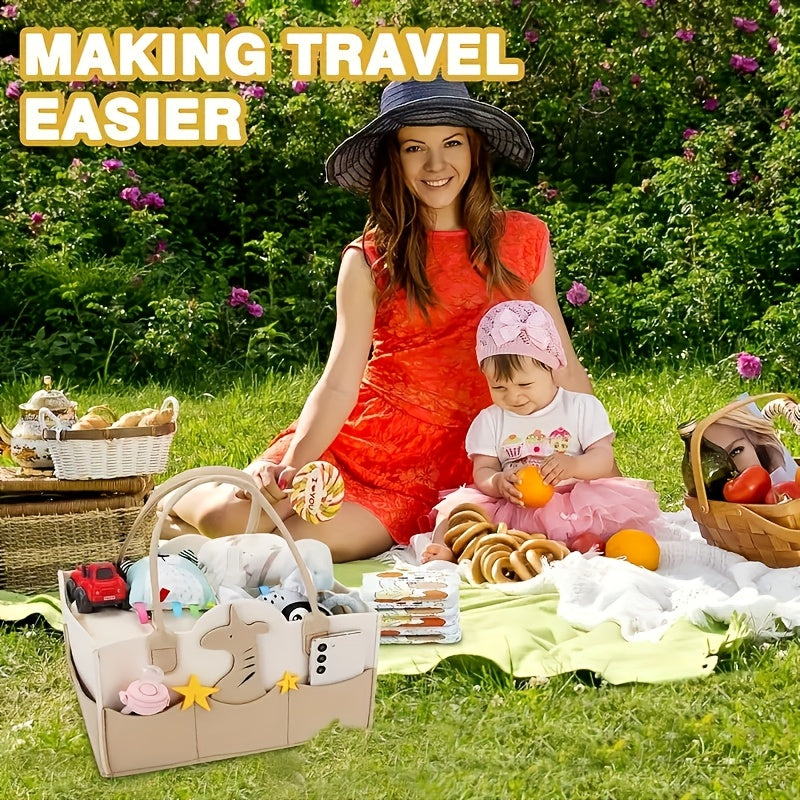 Faux Fur Diaper Caddy Organizer Portable Storage Basket - Home & Travel