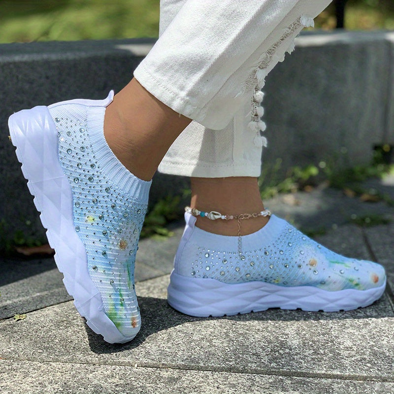 Floral Print Slip On Sports Shoes, Casual Walking Shoes