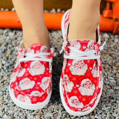 Christmas Cartoon Print Skateboard Shoes Lightweight Low Top Walking Sneakers