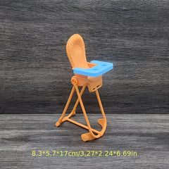 Doll Toy Set with Wash Basin, Toilet, Bed, Chair & Accessories