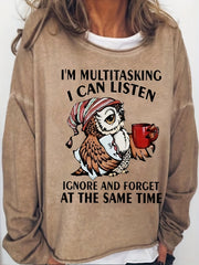 Letter Print Crew Neck Pullover Sweatshirt for Women