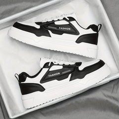Men's Letter Print Lace Up Skateboard Shoes Lightweight Sneakers