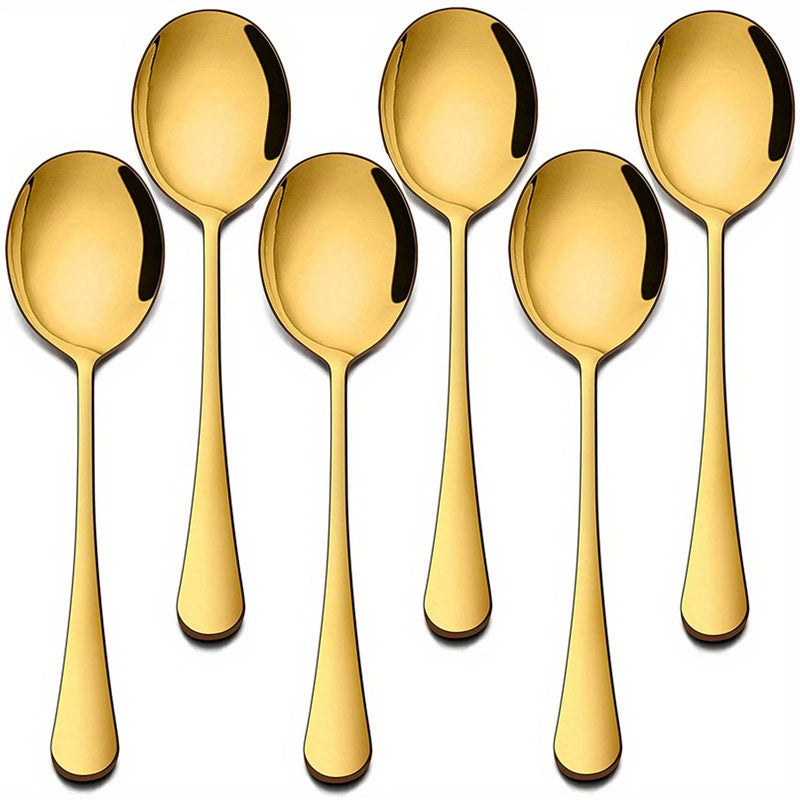 6 Piece Service Spoon Set Small Public Spoons Stainless Steel Modern Tableware