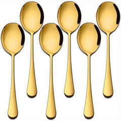 6 Piece Service Spoon Set Small Public Spoons Stainless Steel Modern Tableware