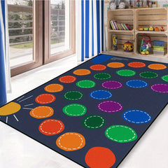 Colorful Rings Children's Area Rug - Kids Room Circle Seating D cor