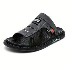Men's Casual Letter Print Open Toe Slip On Hollow Out Strap Sandals