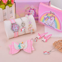 Unicorn Watch Wallet Hair Clip Set for Toddler Girls