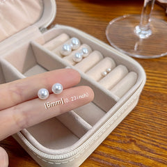 Temperament Pearl Stud Earrings Round Pearl Earrings