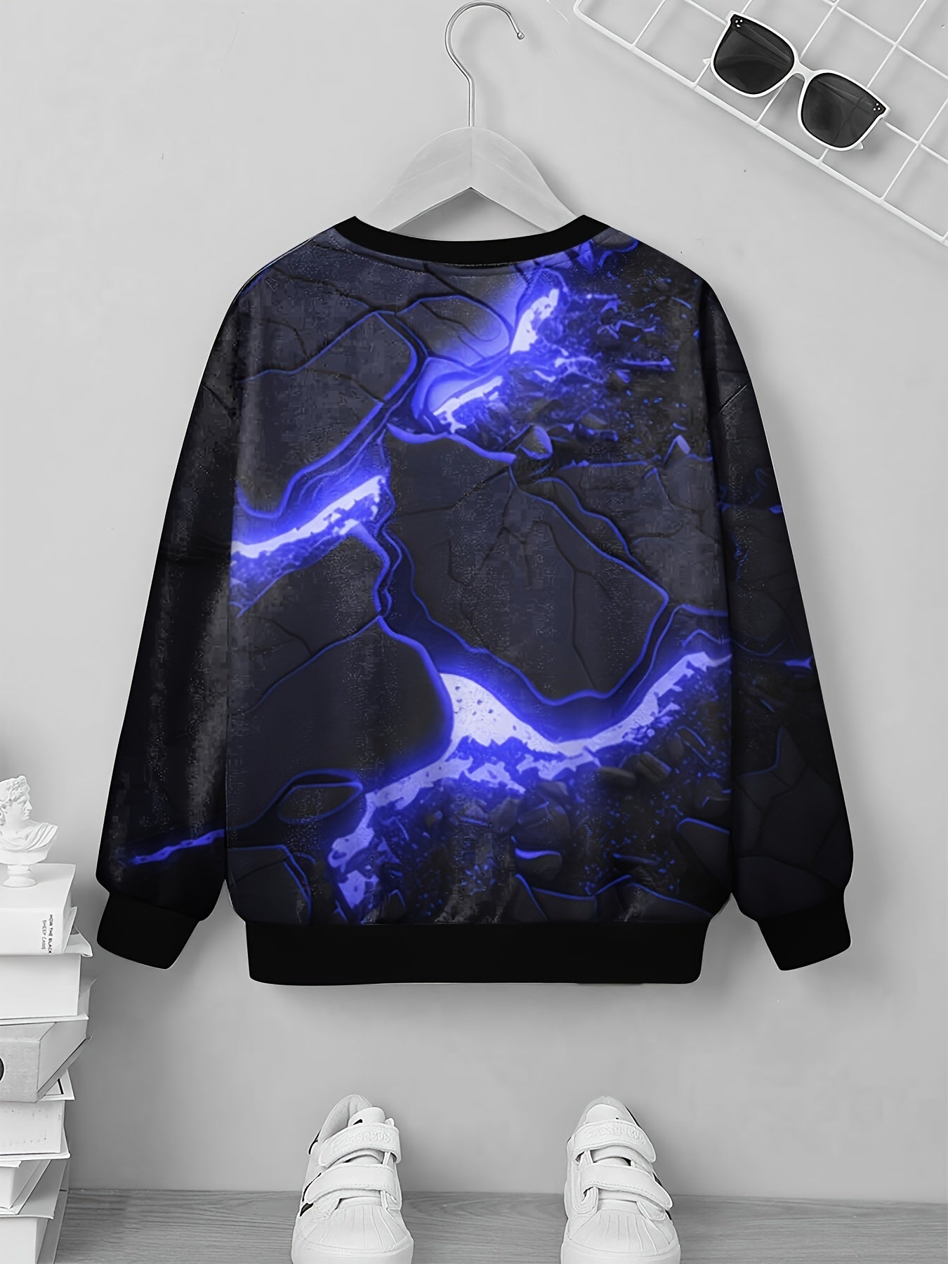 3D Stone Print Kid's Sweatshirt Boys Pullover Casual Long Sleeve Top