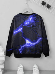 3D Stone Print Kid's Sweatshirt Boys Pullover Casual Long Sleeve Top