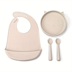 Silicone Feeding Set for Baby with Suction Cup Tray