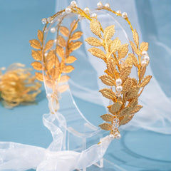 Golden Leaf Hairband Bridal Headdress Wedding Dress Accessories