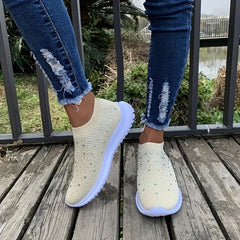 Women's Rhinestone Sock Sneakers Slip On Shoes