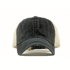 Distressed Ponytail Baseball Cap Mesh Breathable Dad Hat Vintage Trucker Hats