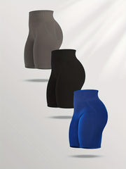 3 Pack Seamless High Waist Sports Shorts for Summer Workouts