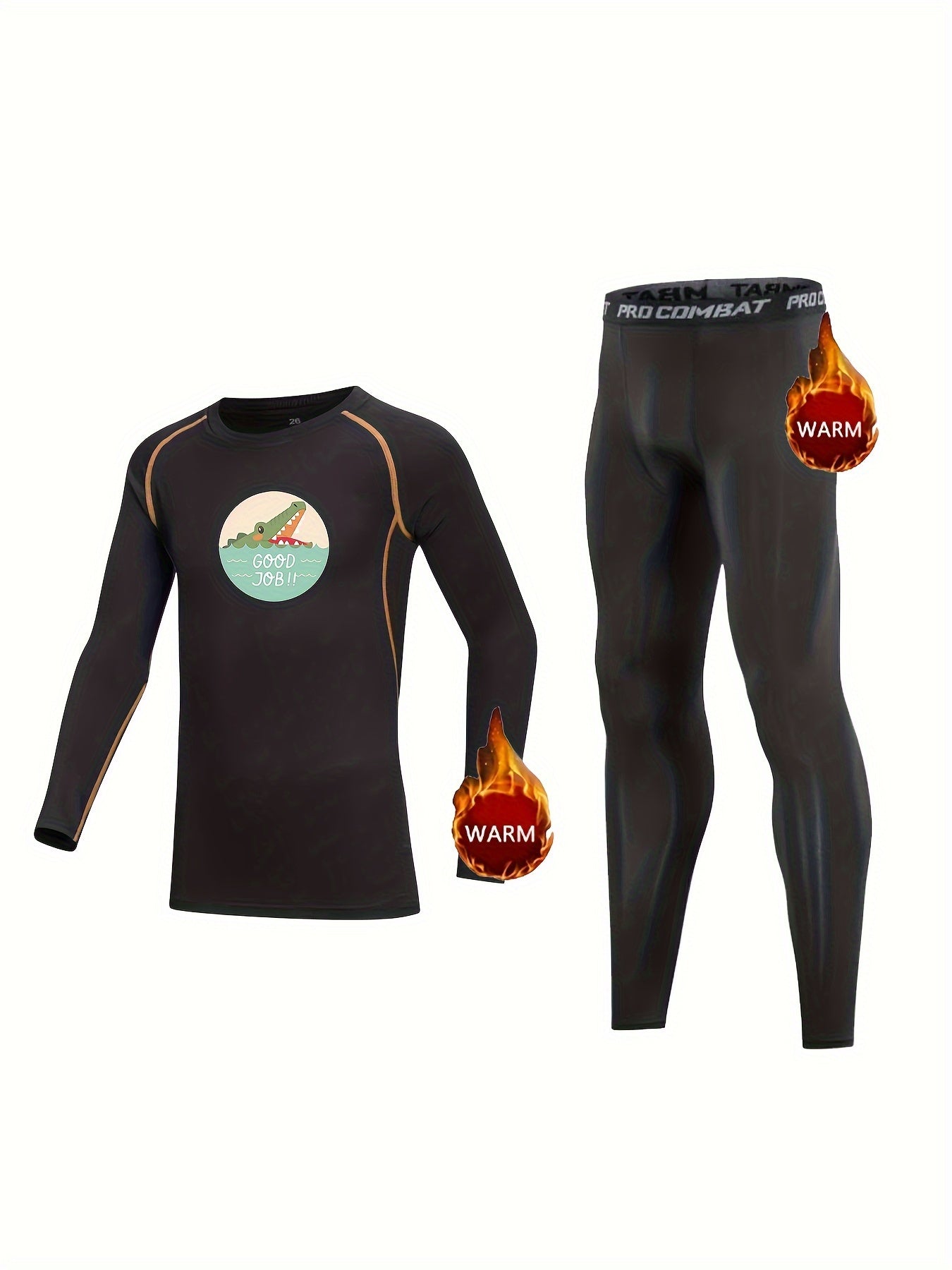 2pcs Kids Crocodile Fleece Sets Long Sleeve Pullover & Pants