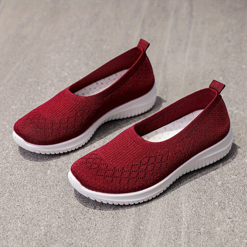 Women's Knitted Slip On Flat Shoes Soft Sole Lightweight Sock Shoes