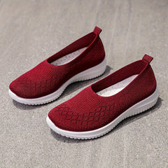Women's Knitted Slip On Flat Shoes Soft Sole Lightweight Sock Shoes