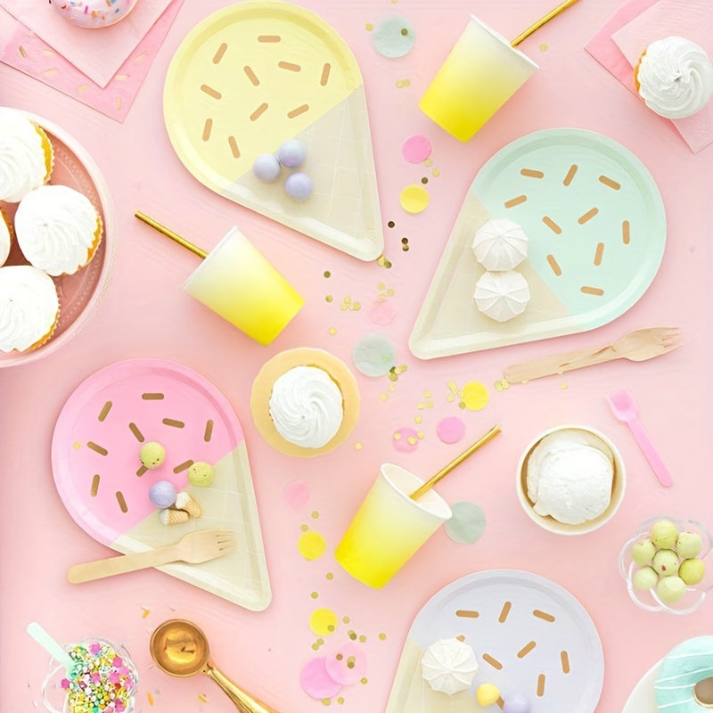 6pcs Ice Cream Shaped Paper Plates for Baby Showers/Weddings