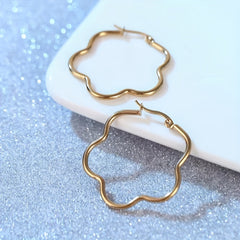 Y2K Plum Hoop Earrings, 18K Gold Plated, Daily Wear for Girls