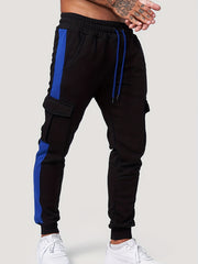 Men's Drawstring Cargo Pants Flap Pockets Jogger Pants