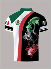 Skull Pattern Men's Casual Fit Short Sleeve Shirt