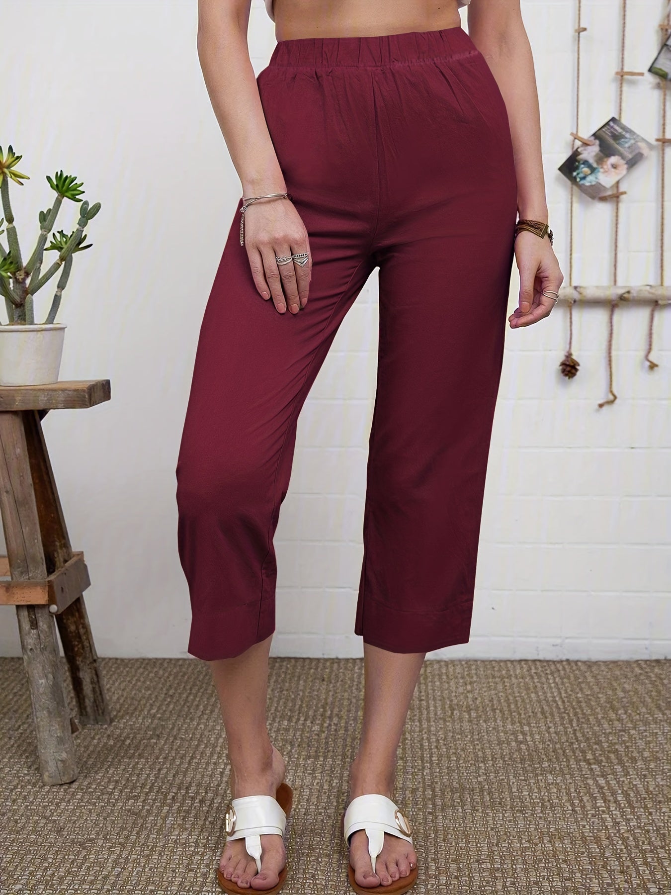 High Waist Cropped Pants for Summer & Spring