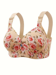 Floral Push Up Bra Breathable Anti Sagging Lingerie