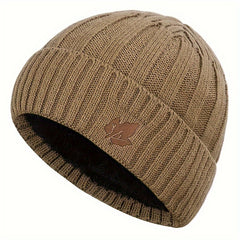 Winter Velvet Beanie Hat Maple Leaf Print Outdoor Ski Hat