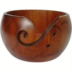 Wooden Yarn Bowl Crochet Wool Thread Storage Holder Carved Hole