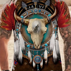 Men's Tribal Skull Graphic T shirt Active Breathable Tee
