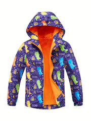 Girls Tie Dye Zip Up Hooded Jacket, Waterproof, Spring/Fall Outdoor Sports