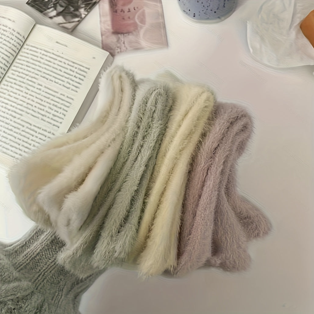 4 Pairs Thickened Warm Mid Calf Socks for Women and Men
