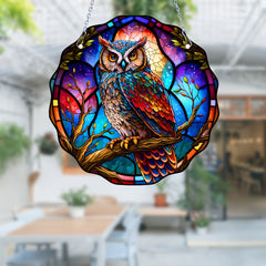 Colorful Owl Stained Acrylic Window Suncatcher Handicraft Gift
