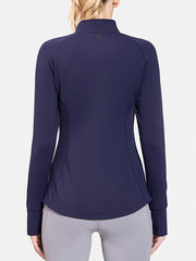 Women's Full Zip Front Cycling Jacket Long Sleeve Thumb Hole Sports Top