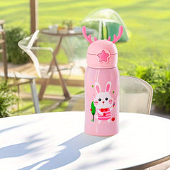 20oz Cartoon Antlers Vacuum Water Bottle Leakproof Stainless Steel Outdoor Sport